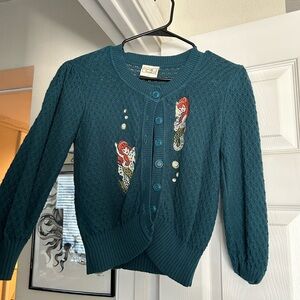 Mischief Made Me Peacock Mermaid Sisters Cropped Cardigan